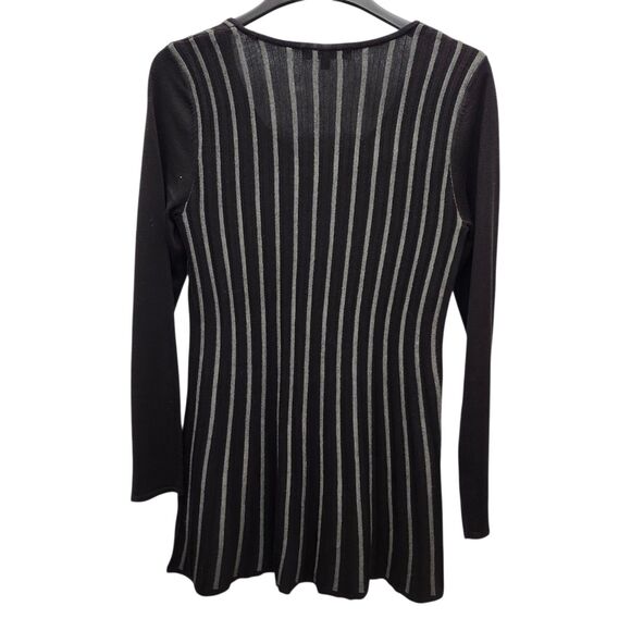 Daisy Fuentes Sweater Dress Tunic Womens Large Black Gray Striped Scoop Neck - Picture 3 of 10